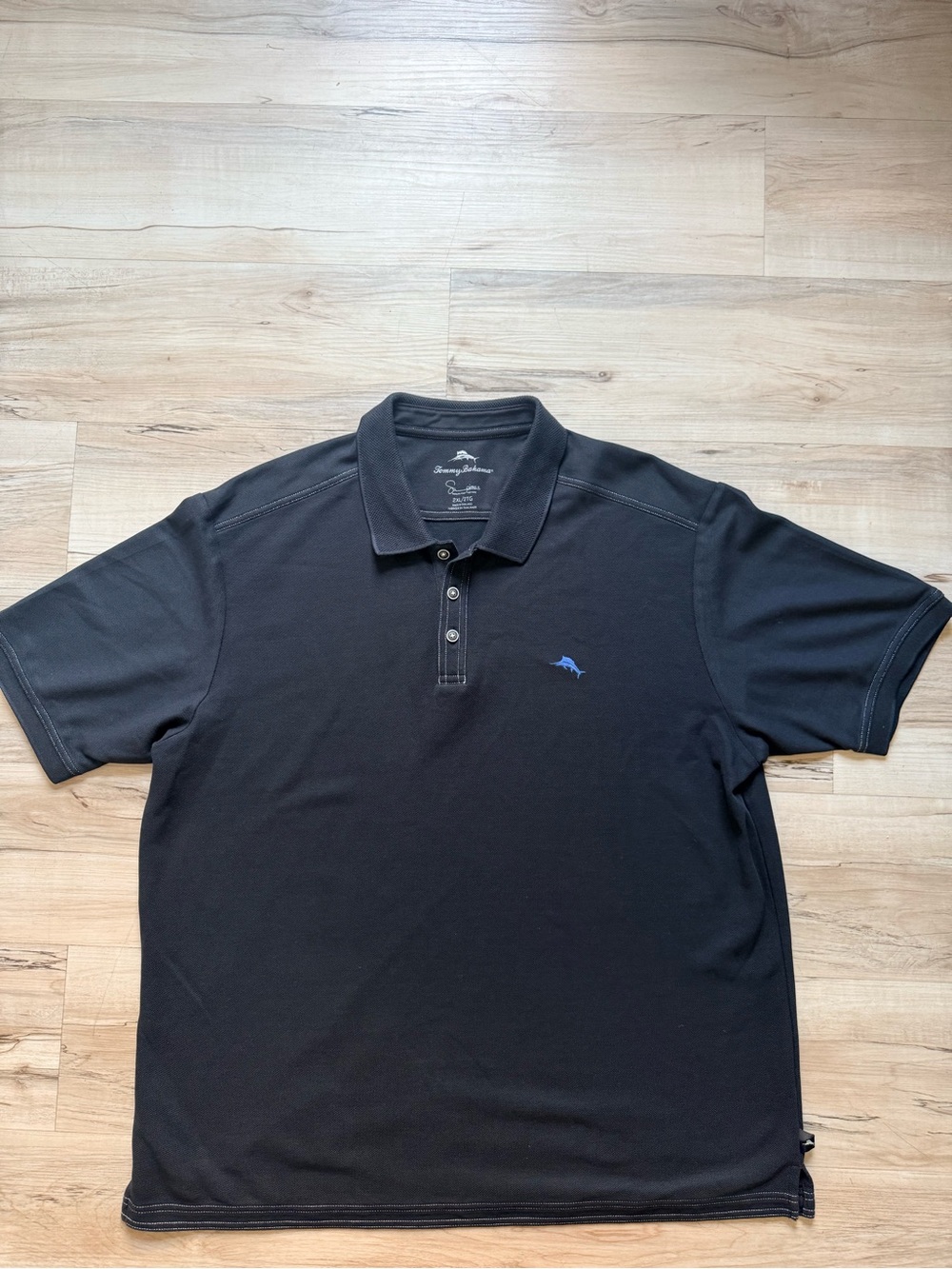 Tommy Bahama Black Polo with Blue Marlin Embroidery